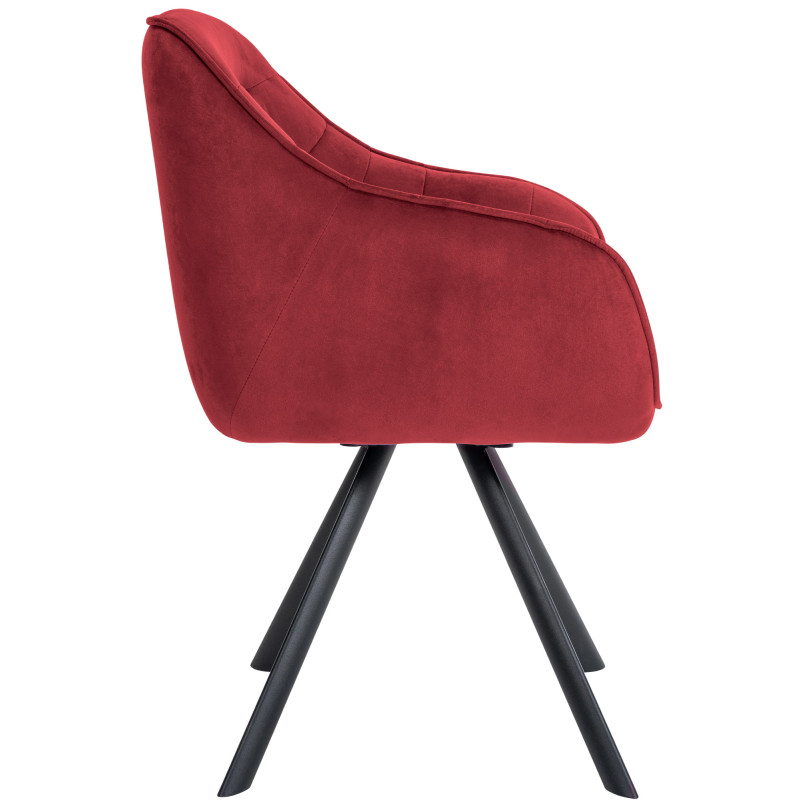 Chaise en velours Russel rouge bordeaux