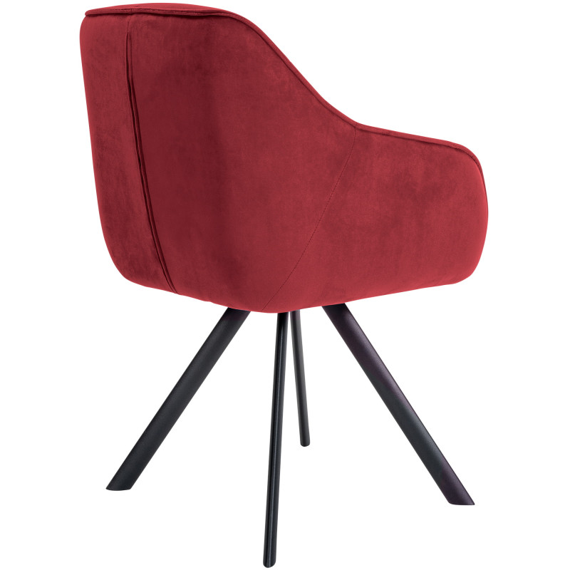 Chaise en velours Russel rouge bordeaux