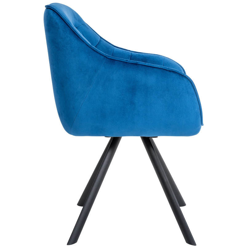 Chaise en velours Russel bleu