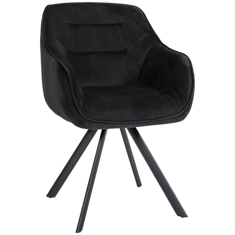 Chaise en velours Russel noir