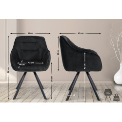 Chaise en velours Russel noir