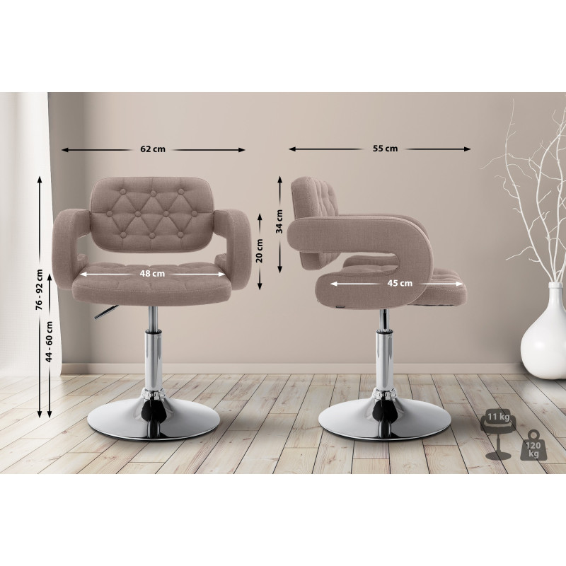 Sedia lounge Dublin in tessuto Tortora