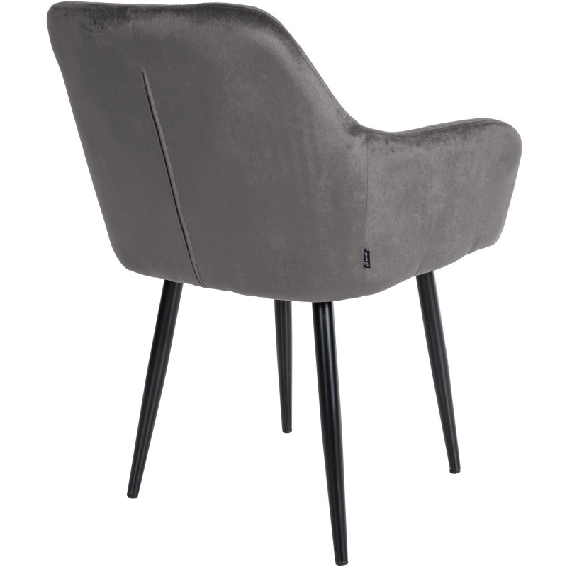 Chaise de salle à manger en velours Stanley gris foncé