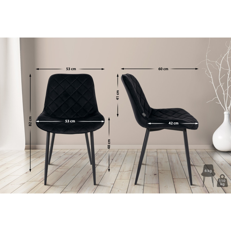 Chaise Springs velours noir
