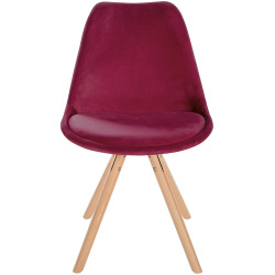 Chaise Sofia ronde en velours rouge bordeaux
