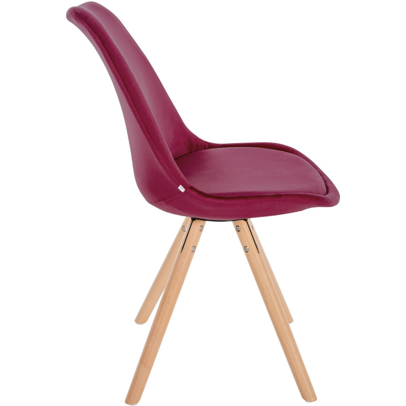 Chaise Sofia ronde en velours rouge bordeaux