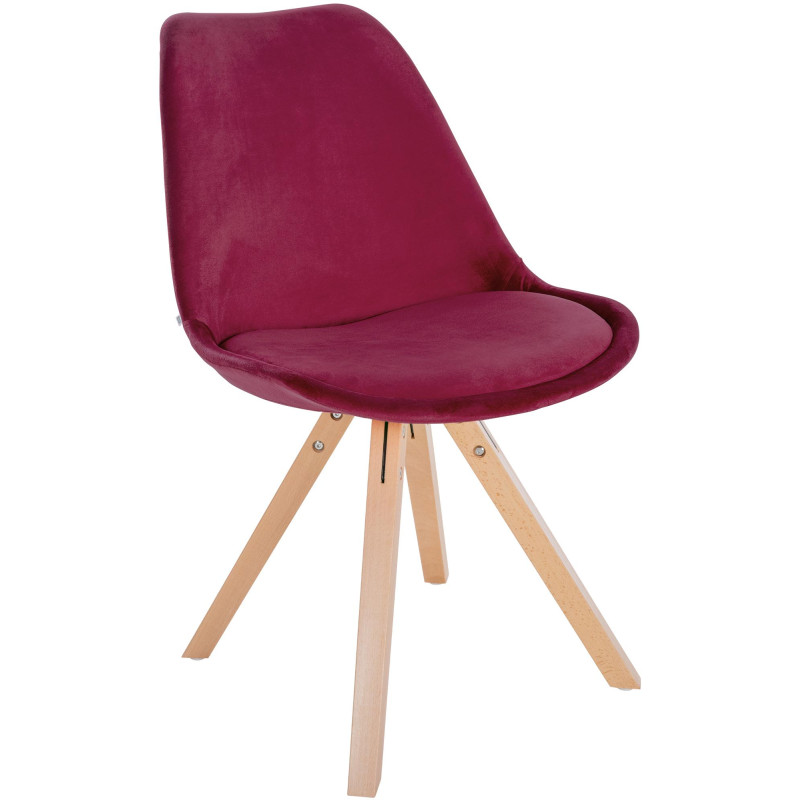 Chaise Sofia Velours Carrée rouge bordeaux
