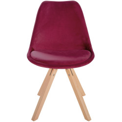 Chaise Sofia Velours Carrée rouge bordeaux