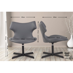 Sedia da lounge Welland in similpelle grigio
