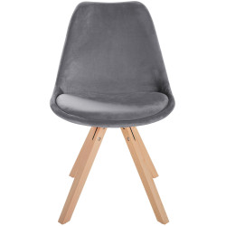 Chaise Sofia Velours Carrée gris