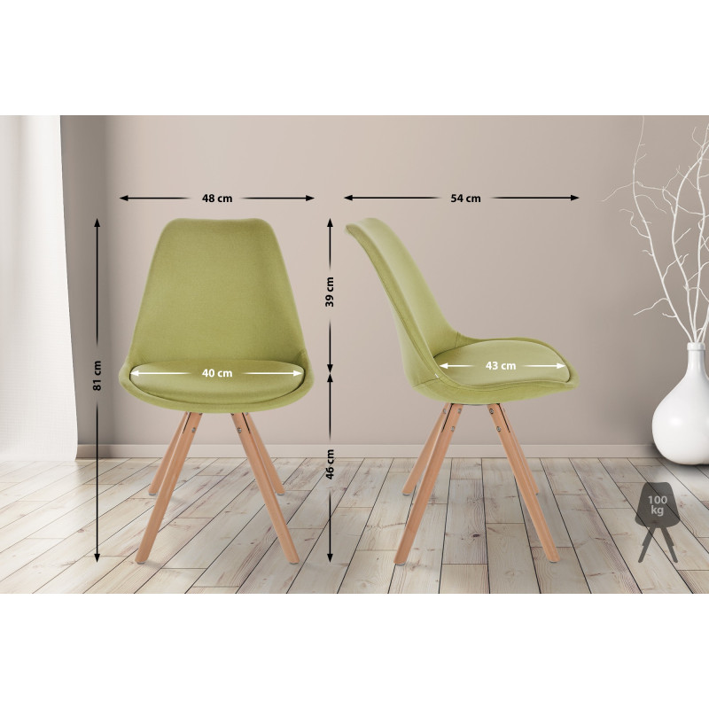 Chaise Sofia en tissu ronde vert