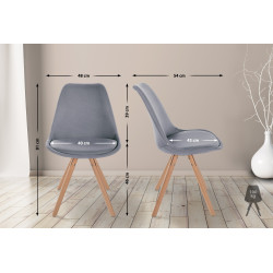 Chaise Sofia en tissu ronde gris clair
