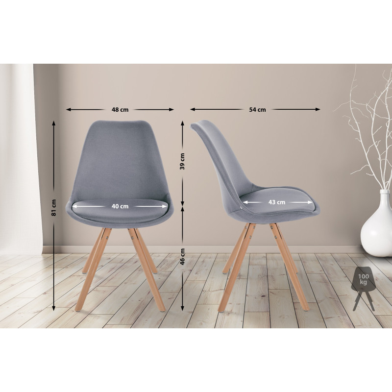 Chaise Sofia en tissu ronde gris clair