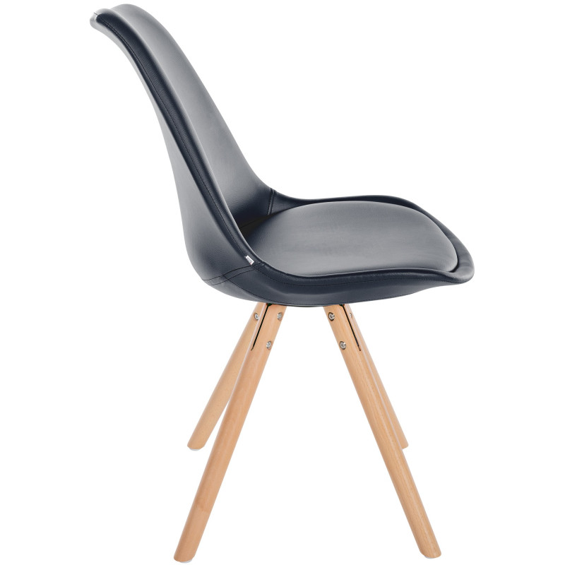 Chaise Sofia simili cuir ronde noir