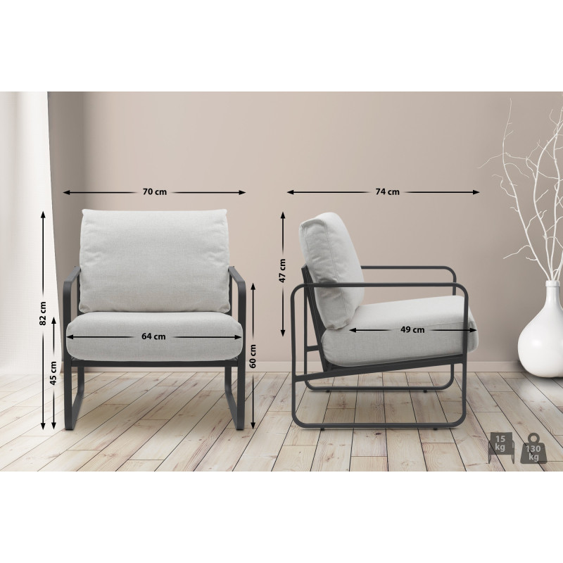 Chaise longue Manea en tissu