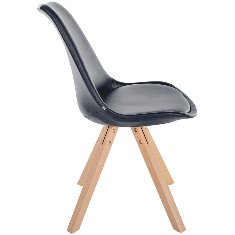 Chaise Sofia simili cuir Carrée noir