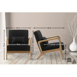 Sillón Hibbing con tapizado de tela Negro