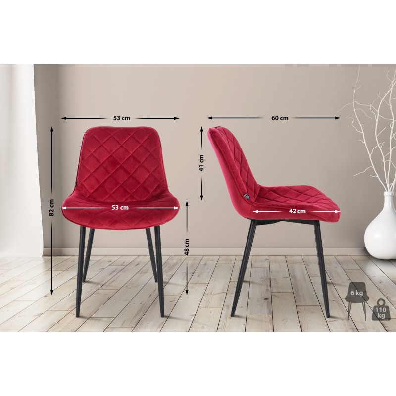 Chaise Springs velours rouge