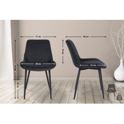 Chaise de salle à manger en velours Victoria noir