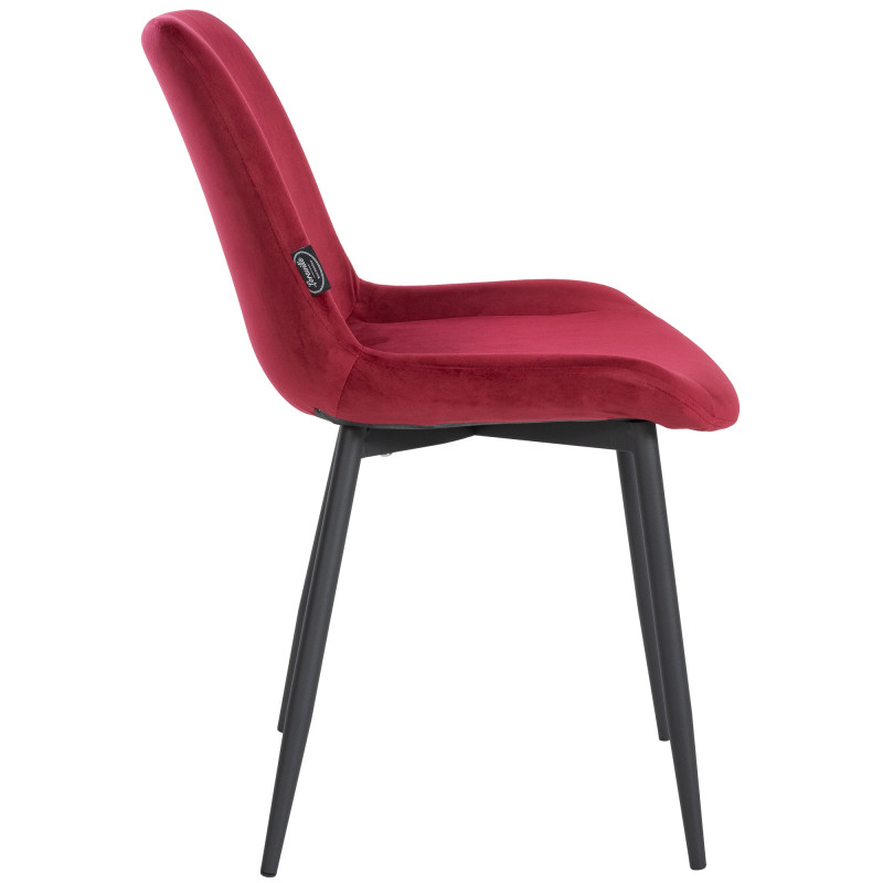 Chaise de salle à manger en velours Victoria rouge