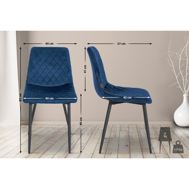 Chaise Telde velours bleu