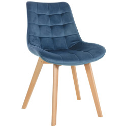 Chaise en velours Brook bleu