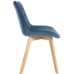 Chaise en velours Brook bleu