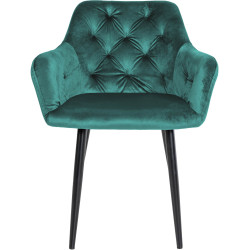 Chaise de salle à manger en velours Stanley vert foncé