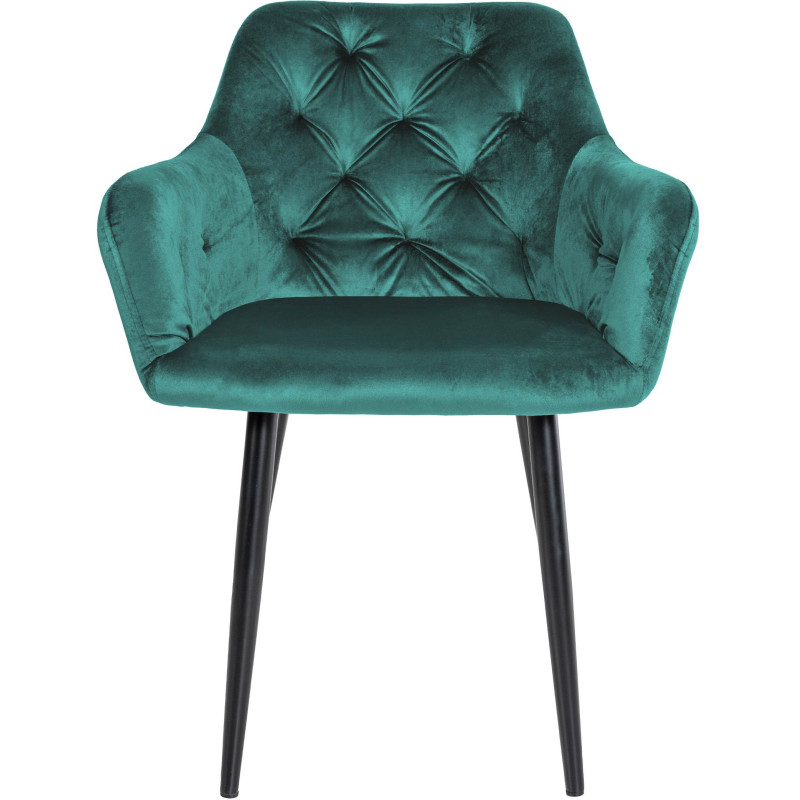 Chaise de salle à manger en velours Stanley vert foncé