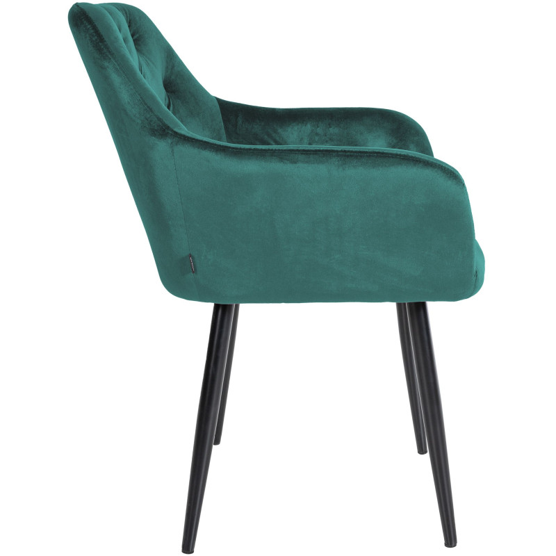Chaise de salle à manger en velours Stanley vert foncé