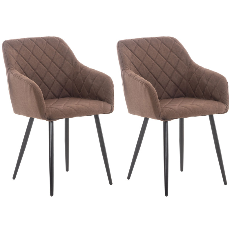 Lot de 2 chaises de salle à manger Shila tissu brun
