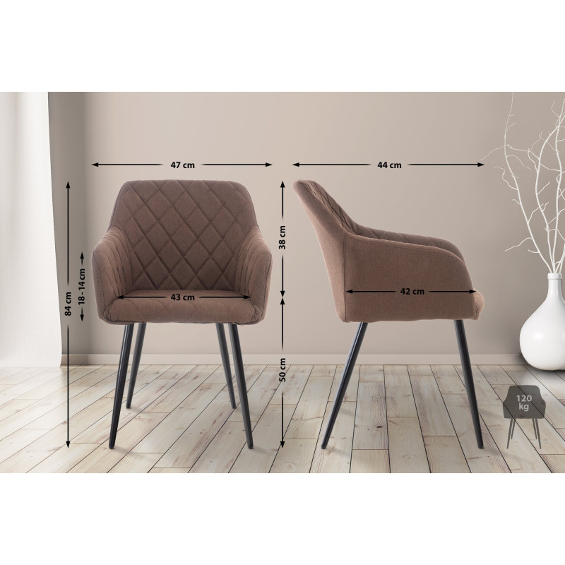 Lot de 2 chaises de salle à manger Shila tissu brun