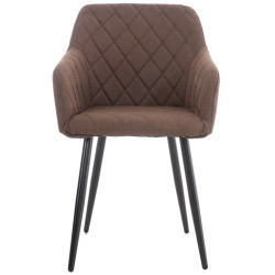 Lot de 2 chaises de salle à manger Shila tissu brun