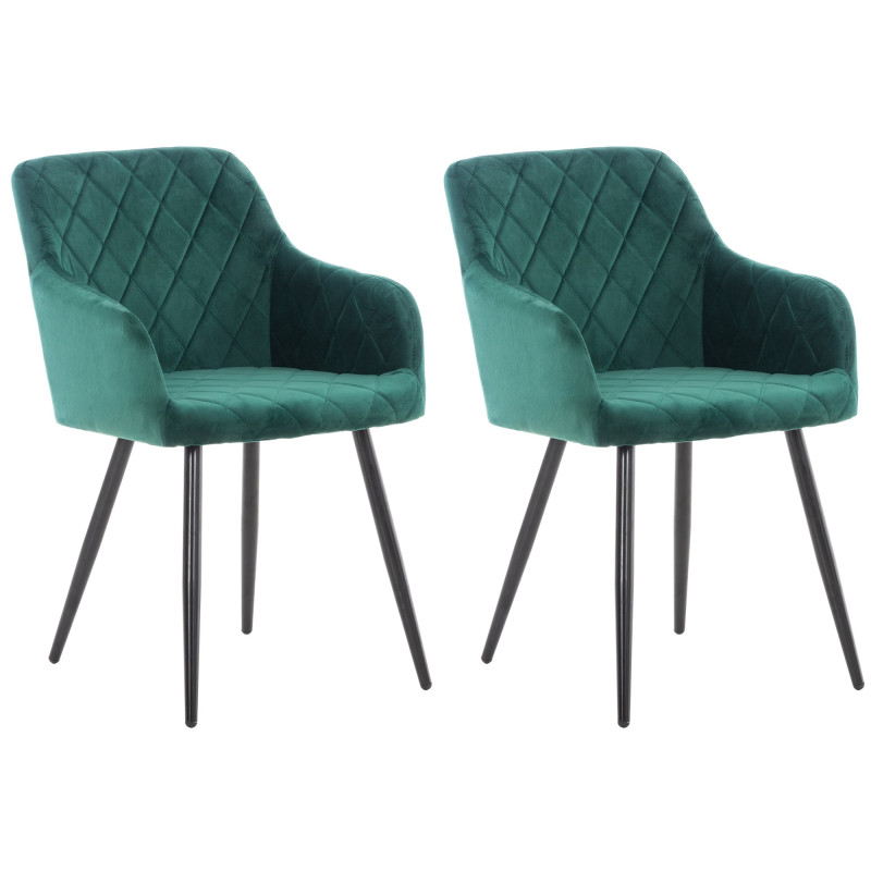 Lot de 2 chaises de salle à manger Shila velours vert
