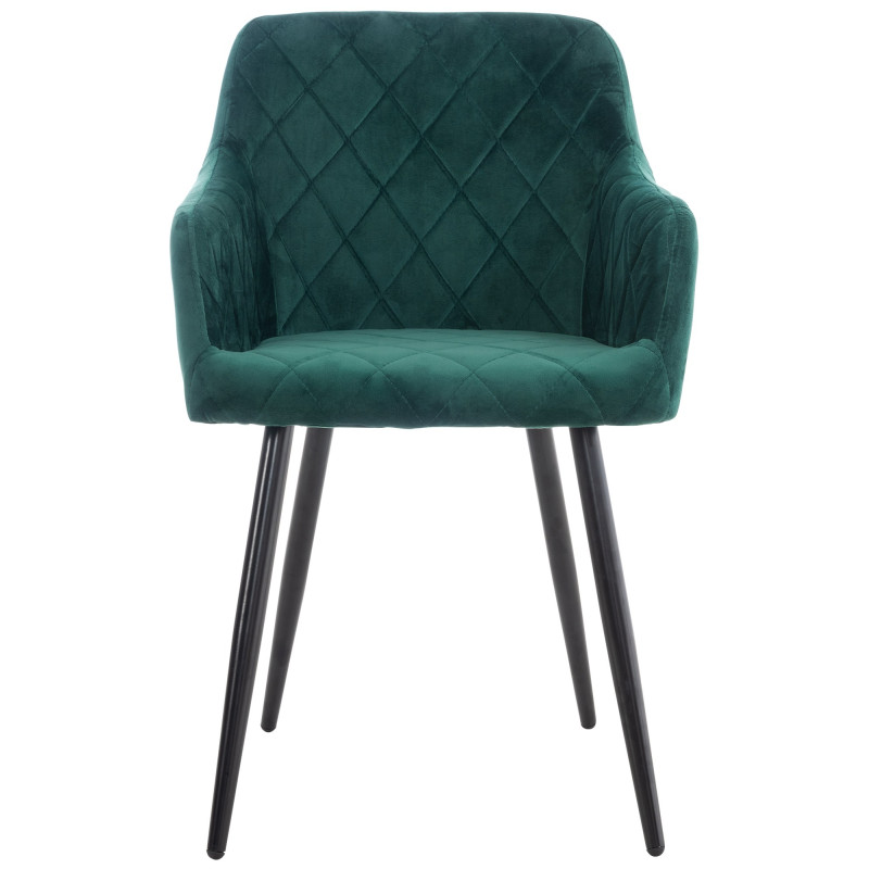 Lot de 2 chaises de salle à manger Shila velours vert
