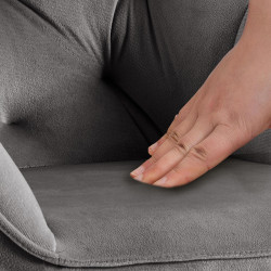 Fauteuil visiteur en velours Cassis, gris fonc?