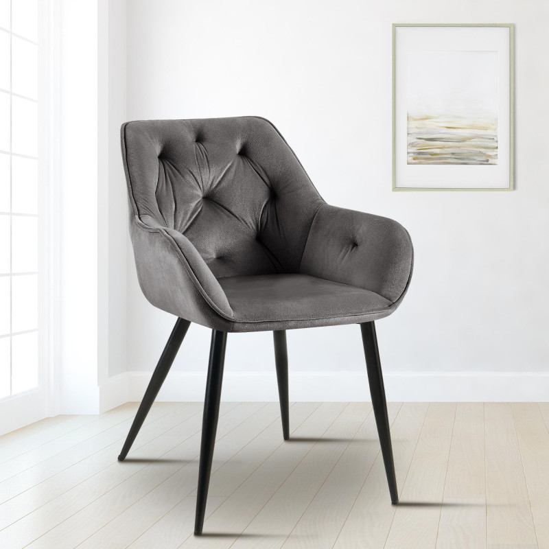 Silla para salón Cassis en terciopelo Terciopelo,Gris oscuro