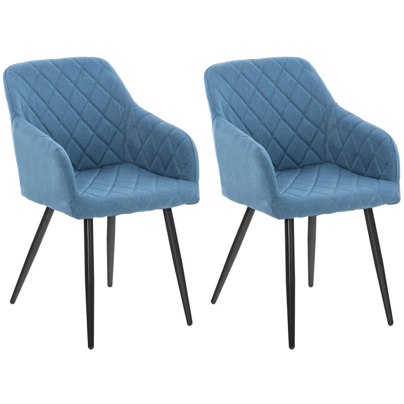 Lot de 2 chaises de salle à manger Shila tissu bleu
