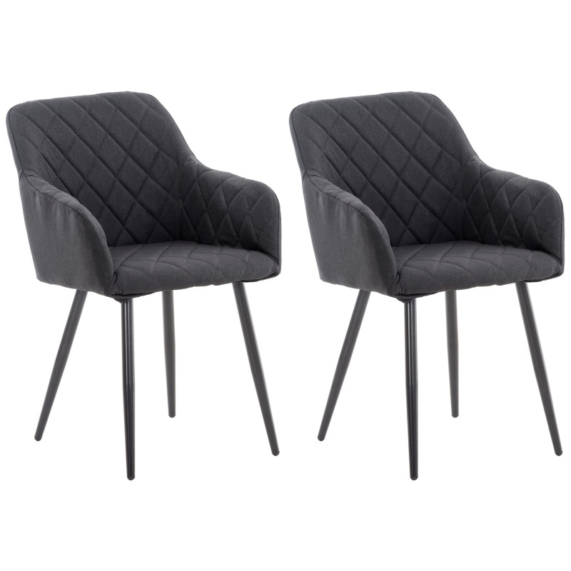 Lot de 2 chaises de salle à manger Shila tissu noir