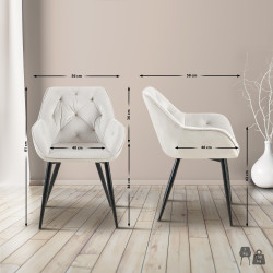 Chaise visiteur Cassis velours gris clair