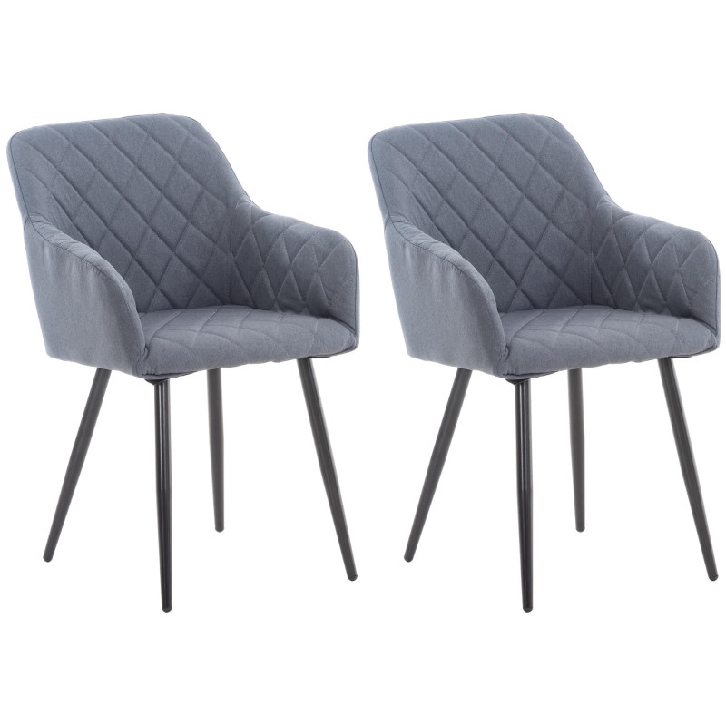 Lot de 2 chaises de salle à manger Shila tissu gris foncé