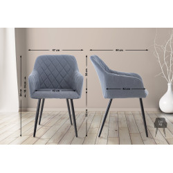 Lot de 2 chaises de salle à manger Shila tissu gris foncé