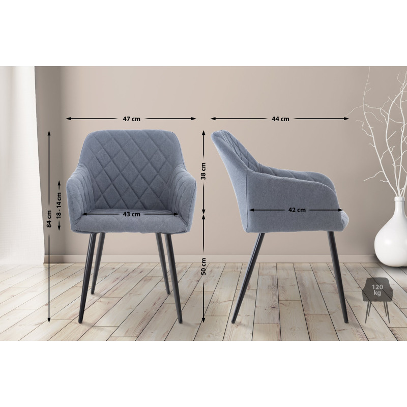Lot de 2 chaises de salle à manger Shila tissu gris foncé