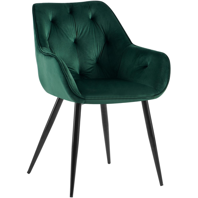 Silla para salón Cassis en terciopelo Terciopelo,Verde