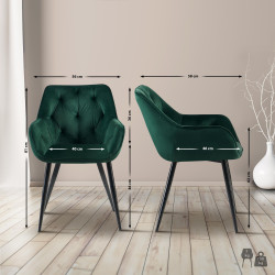 Chaise visiteur en velours vert Cassis