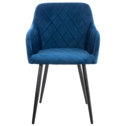 Lot de 2 chaises de salle à manger Shila velours bleu