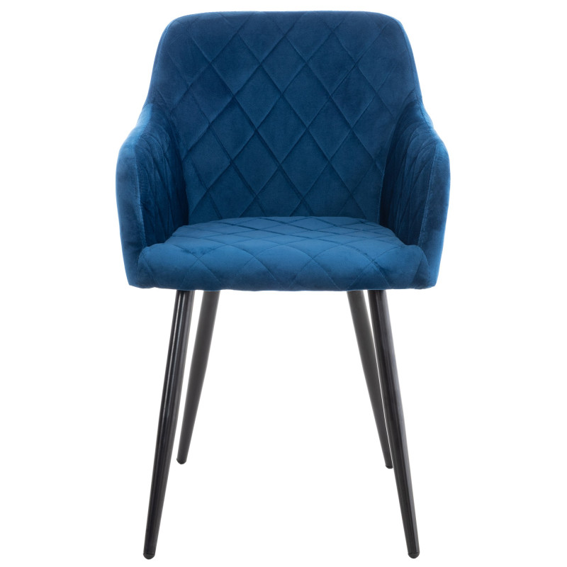 Lot de 2 chaises de salle à manger Shila velours bleu
