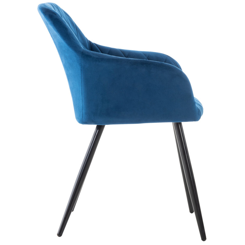 Lot de 2 chaises de salle à manger Shila velours bleu