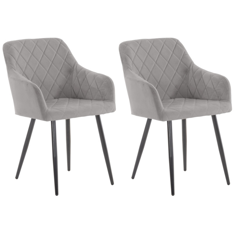 Lot de 2 chaises de salle à manger Shila velours gris