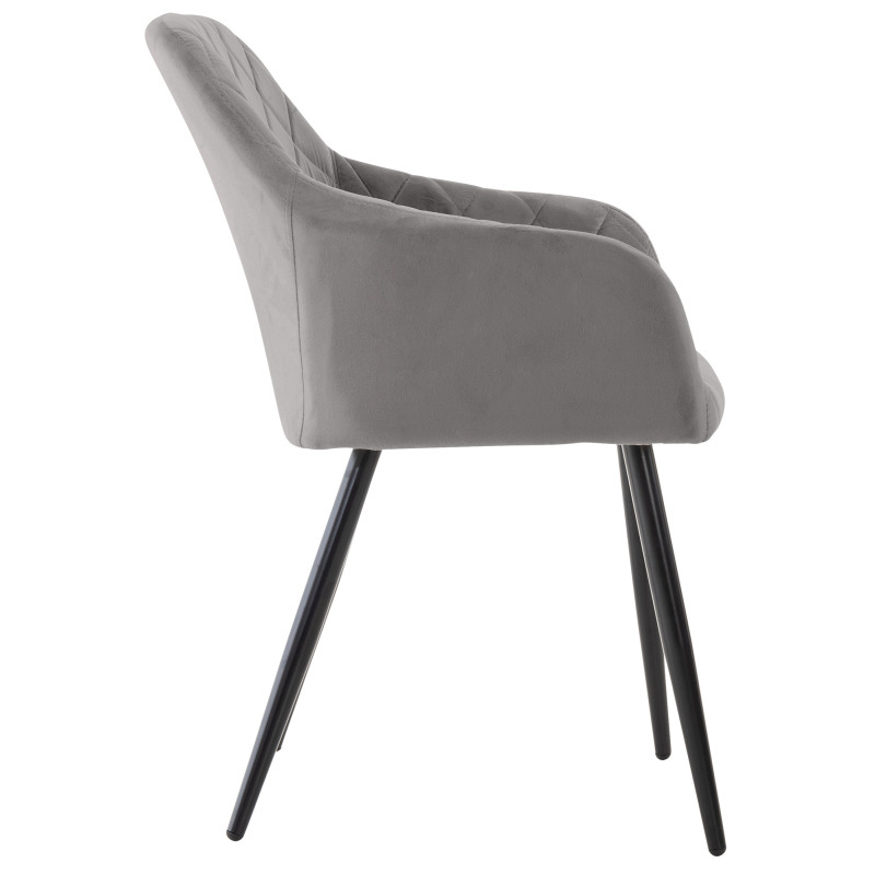 Lot de 2 chaises de salle à manger Shila velours gris